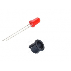 LED dioda s rezistorem a s objímkou, 12V, červená, 5mm